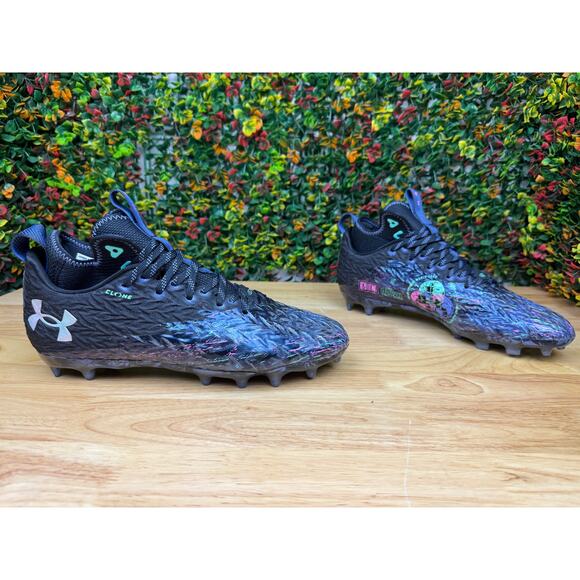 Under Armour Spotlight Clone Mc Le Sc Football Cleats Shoes Black Mens 11.5 Euc - Picture 4 of 10
